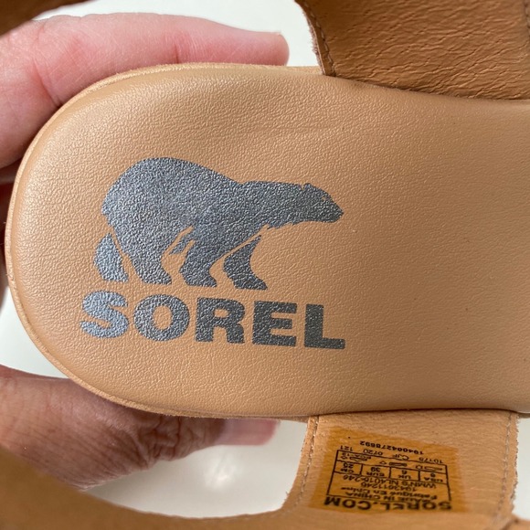 Sorel Cameron Flatform Leather Espadrille Sandals Tan Leather Hook & Loop Size 8 - Picture 8 of 11